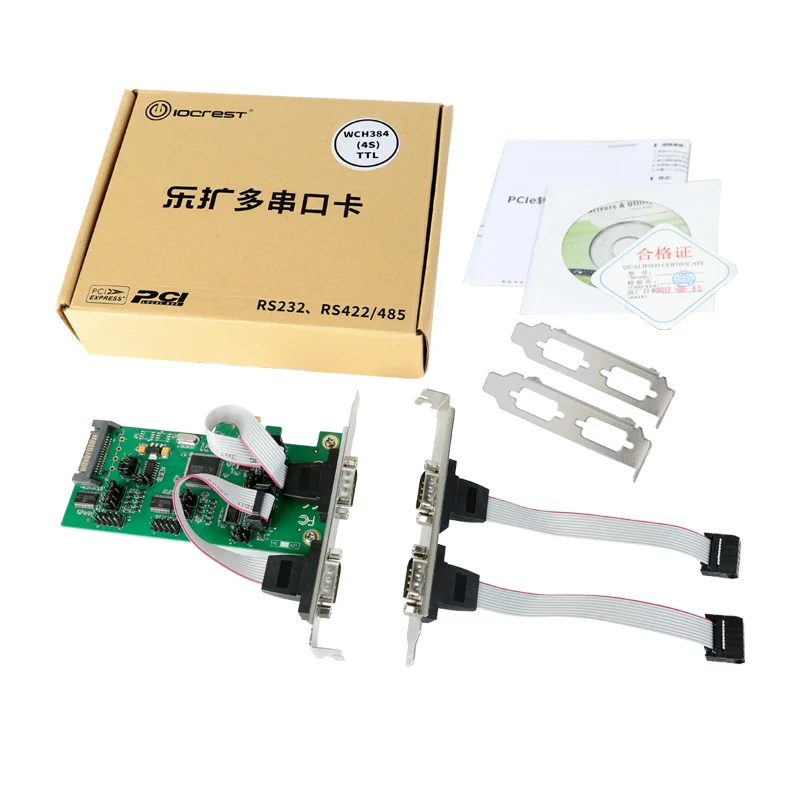 PCI-Express мульти-плата последовательного доступа PCI-E 4 Порты и разъёмы RS232 плата последовательного доступа контроллера PCIe с ttl Уровень 1-ПИН-кода 9-контактный разъем Питание для банковских чеков - Цвет: Зеленый
