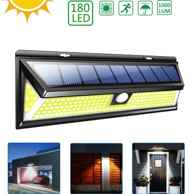 

180COB Solar Lamp Light Waterproof IP65 1000LM 270 Degree Motion Sensor Solar Wall Lamp Outdoor Solar Lights