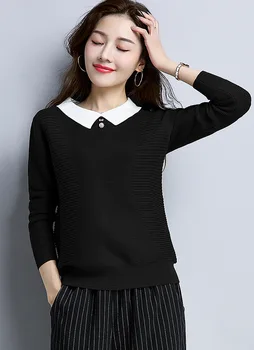 

2020 Trendy Women's Turtleneck Short Slit Split Thicken Knitting Base Sweater Black