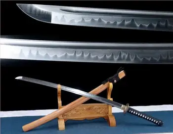 

Full tang Katana Sword hammer Vein Steel Blade Samurai Saber solid wood Sheath