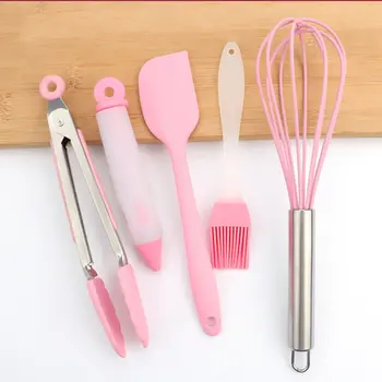 

5Pcs/Set Silicone Cooking Tool Sets Egg Beater Spoon Spatula Oil Brush Kitchenware Kitchen Utensils Cooking Tool Kit