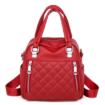 

High Quality Solid Color Lozenge School Bag 2020 New For Women Fashion Women Anti-theft Backpack Multifunctional Travel Bags