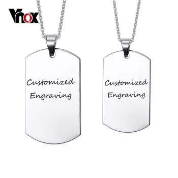 

Vnox Customized Engraving Dog Tag Necklace Free Chain 24" Color ID Named Necklace Couples Friends Jewelry