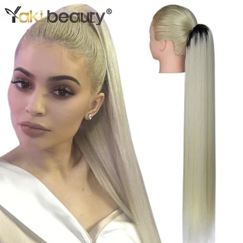 

YAKI BEAUTY Synthetic Drawstring Ponytails Extensions 30Inch 170g Long Silky Straight Clip In Hair Tail False Hairpieces