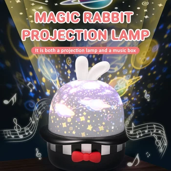 

Star Night Light Projector LED Magic Rabbit Starry Sky Projection Lamp LED Charging Rotating Night Light For Kids Gifts Bedroom