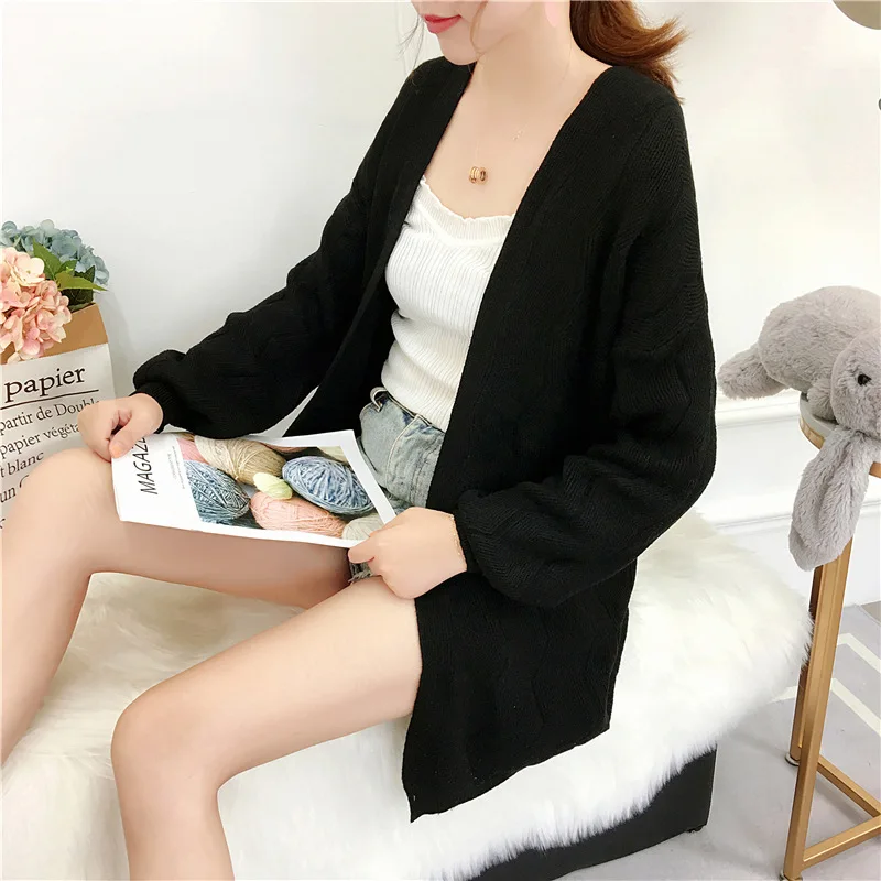Spring and Autumn New Korean version commute lazy loose solid color coat cardigan sweater women Spring and Autumn New Korean version commute lazy loose solid color coat cardigan sweater women