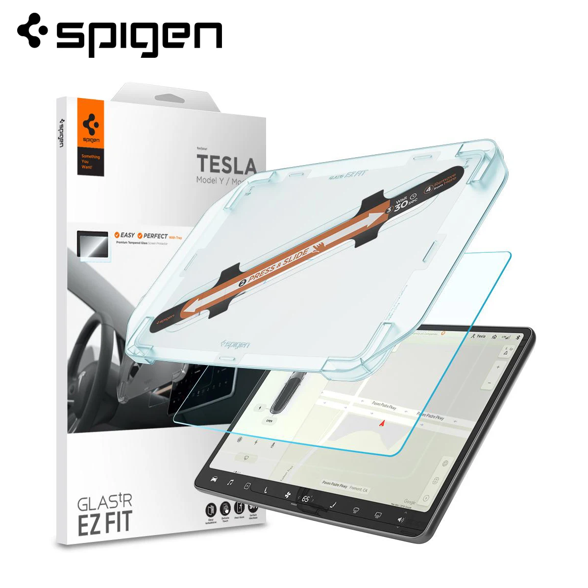 SPIGEN Glas.tR EZ Fit Anti-Glare Glass Screen Protector for Tesla Model 3/Y