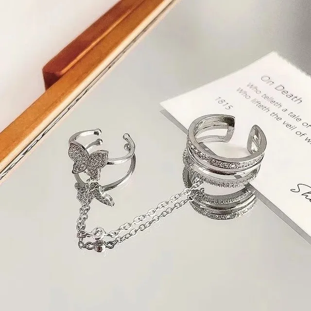 Silver Color Hollowed Heart Shape Open Ring Set Design Cute Fashion Love Jewelry For Women Girl Gifts Adjustable Birthday Party ar070