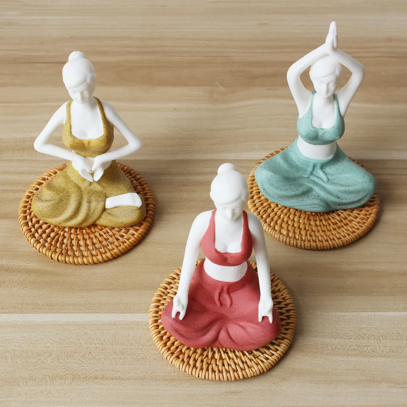 Creative Yoga Beauty Figurines Ceramic Character Decoration Crafts Office Tea Ceremony Accessories Statue Boutique Souvenir Gift