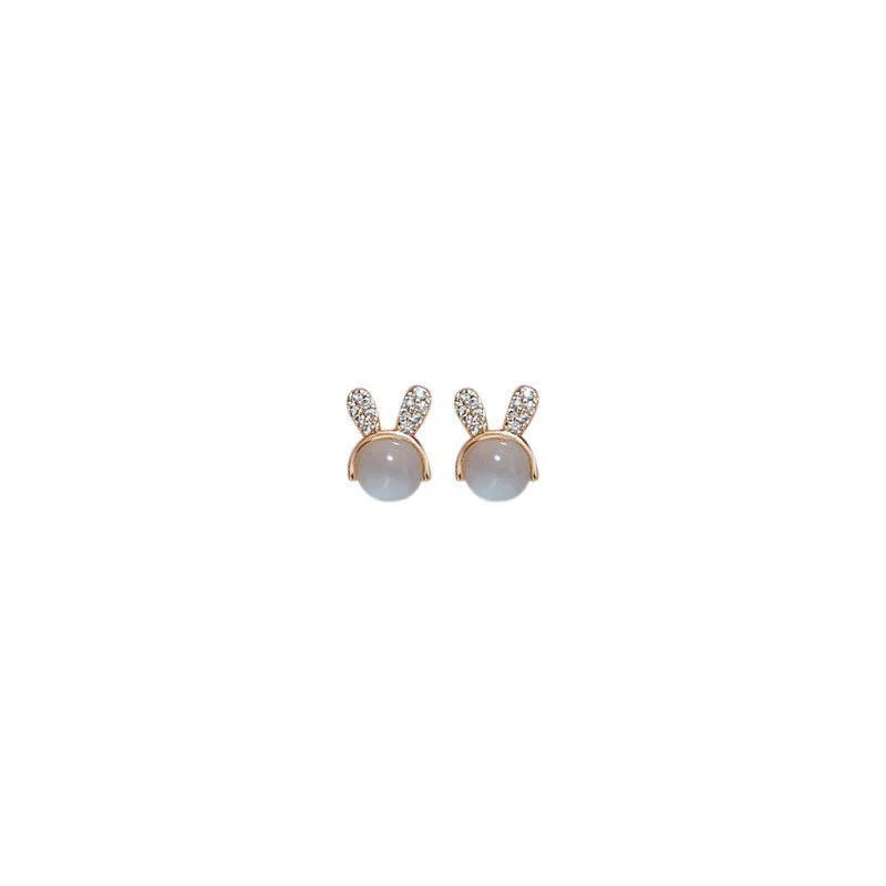 2024 New Arrival Stud Earrings Fashion Opal Women Classic Korean Cute Little Rabbit Retro Simple Female Jewelry 5