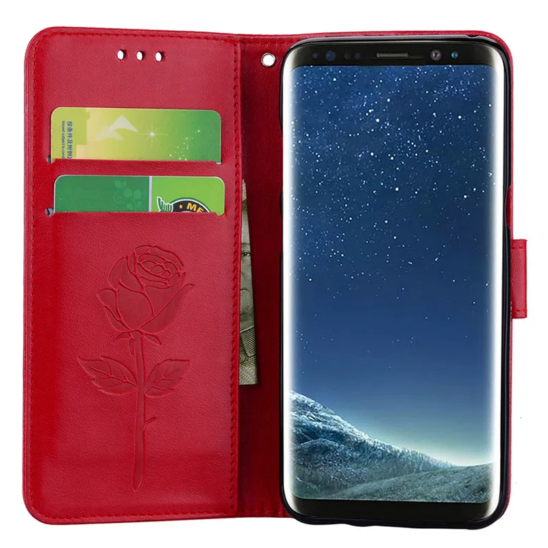 Роза цветок кожаный чехол для Samsung Galaxy S8 S9 плюс S7 S6 край S5 S3 S4 J3 J5 J7 A3 A5 J1 J2 Grand чехол с откидной крышкой отличного качества