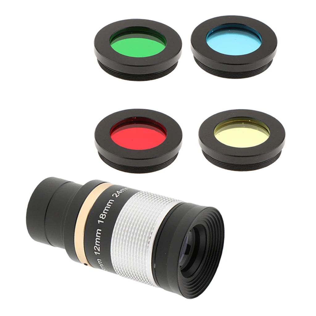 1.25'' 31.7mm 8-24mm  Eyepiece Multi Coated Optic Lens for Telescope Skywatcher Astronomy + 4 Pcs Lens Color Filter Set