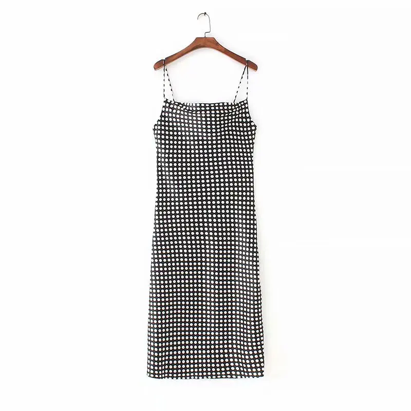 

2019 Spring Europe And America WOMEN'S Dress New Style Polka Dot Printing Slip Dress 8822