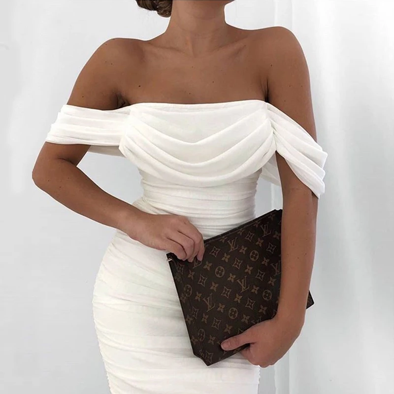 white mesh bodycon dress