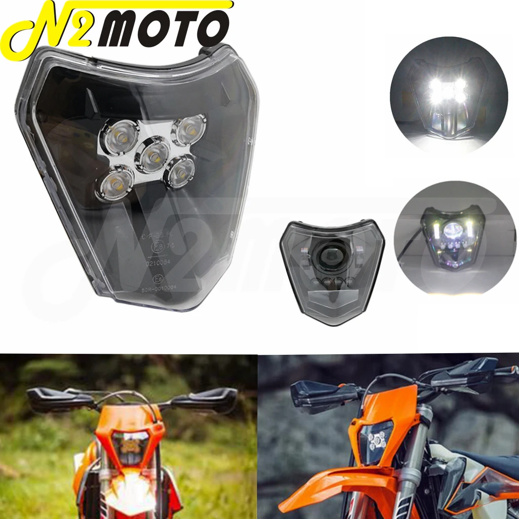 EnduroMotocrossLEDHeadlightDRLHILOBeamE8LEDFrontLightingFor