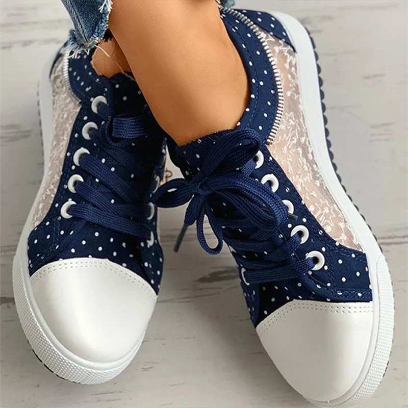 Student Girls Summer Mesh Sneakers Womens Sweet Blue Shoes Elegant Female Vulcan Sneakers Walking Lady Shoes Female Espadrilles