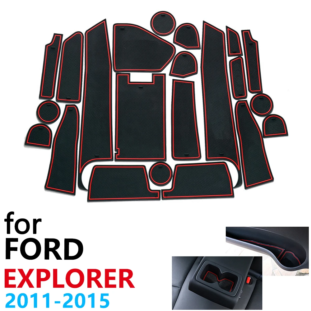 Anti-Slip Rubber Cup Cushion Door Groove Mat for Ford Explorer MK5 U502 pre-Facelift 2011~2015 2013 Accessories mat phone | Автомобили и
