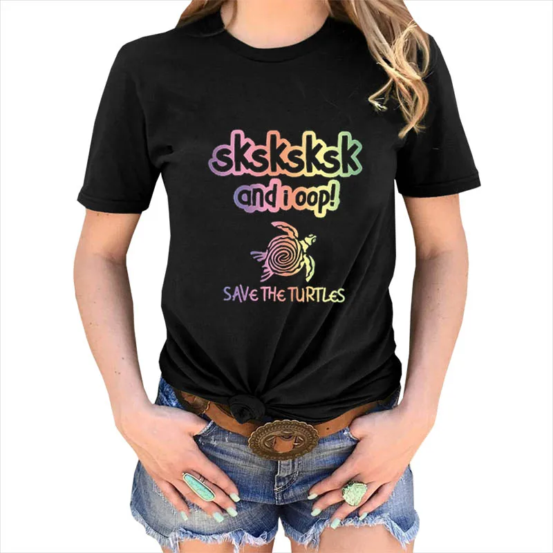 Винтажная Футболка Sksksk And I Oop, женская футболка с коротким рукавом и круглым вырезом, уличная футболка