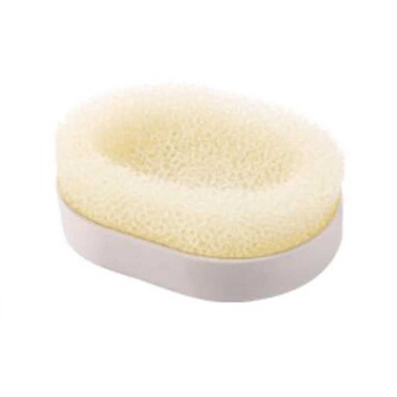 Beige white Высококачественный чехол для мыла, тарелка для душа, аксессуары для ванной комнаты, коробка для лотка, держатель для слива с пузырьковой губкой, 3 цвета, инструмент для хранения ванной комнаты - Цвет: Beige white