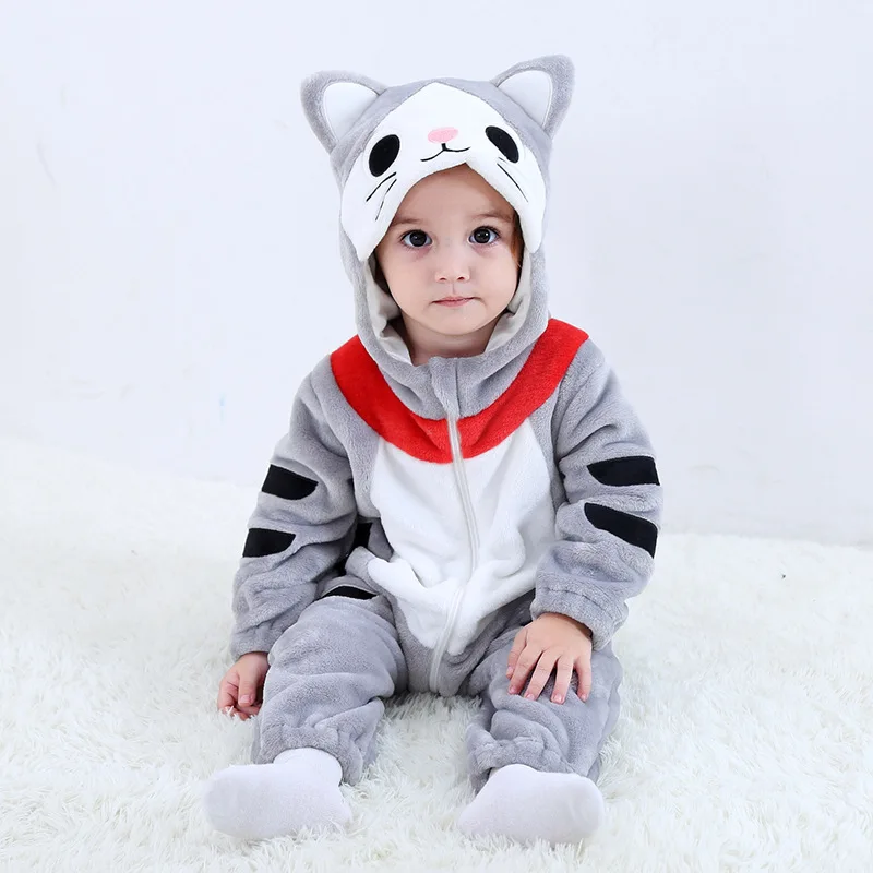 

2018 Spring New Style Comfortable Flannel Doraemon Modeling One-piece Romper Baby Clothes Tolo Rabbit H3342