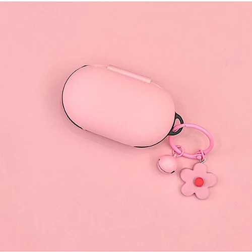 Милый высококачественный силиконовый чехол для samsung Galaxy Buds Bluetooth наушники Кожа Беспроводная зарядка коробка чехол Брелок с цветочным орнаментом - Цвет: Розовый