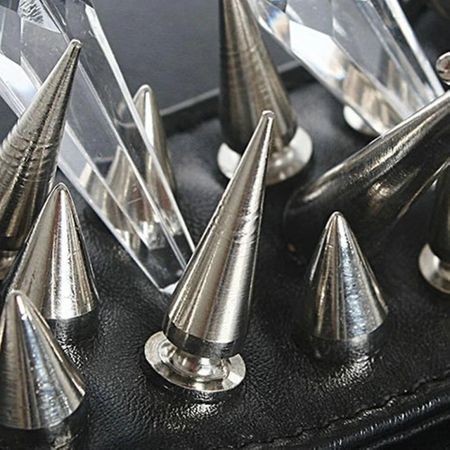 50PCS Silvery Cone Spikes Metallic Screw Back Studs DIY Craft Cool Rivets  Punk 10 X 25mm
