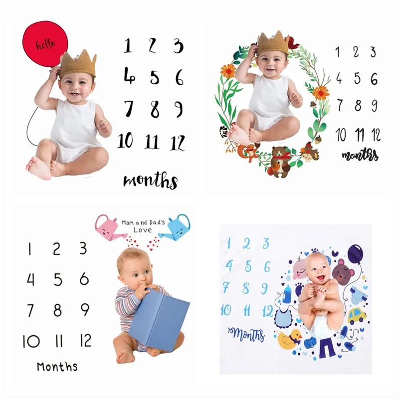 Milestone-Utilería de fondo para fotografía de bebé, mantas con patrón de animales, esteras de juego infantil, accesorios de fotografía de fondo, calendario, nórdico