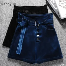 *#Best Price Shorts Women's Autumn and Winter 2019 New Korean Style High Waisted Fashion Golden Velvet Boot Short Feminino Panties *#Best Price Shorts Women's Autumn and Winter 2019 New Korean Style High Waisted Fashion Golden Velvet Boot Short Feminino Panties