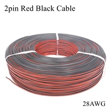10 м UL2468 28AWG 2pin луженая медь красный черный провод ПВХ изолированный Электрический удлинитель светодиодные ленты струны электронные провода