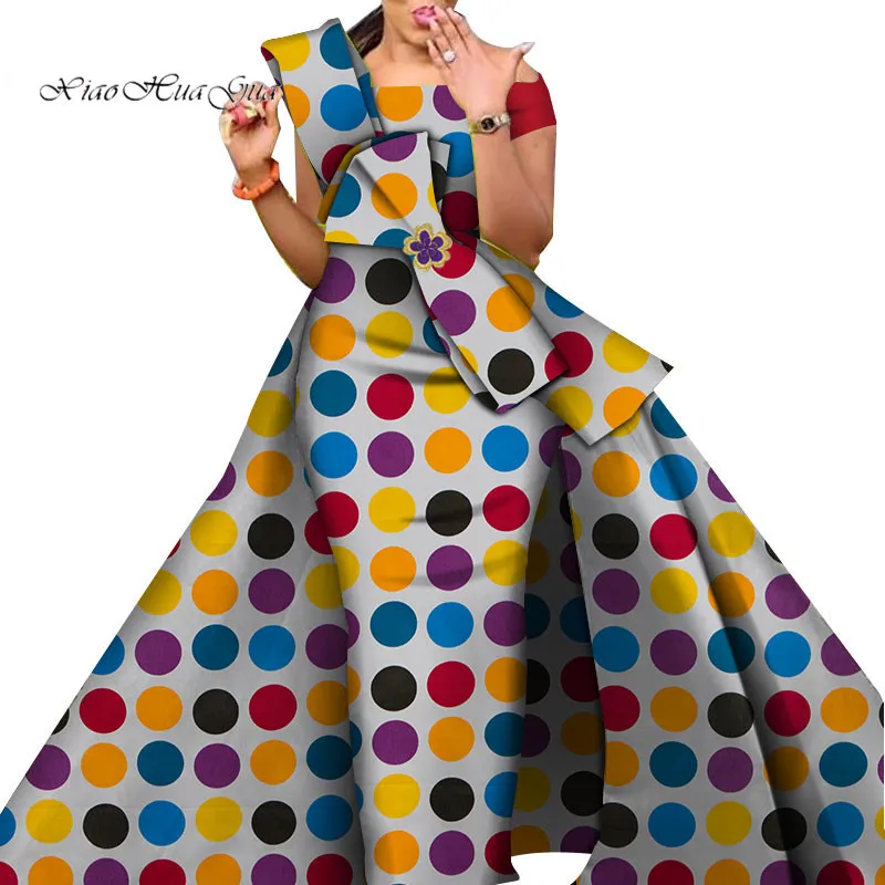 Новейший дизайн Danshiki большой бант без бретелек Вечерние платья традиционная одежда Африканский Базен ткань платья для женщин WY4630