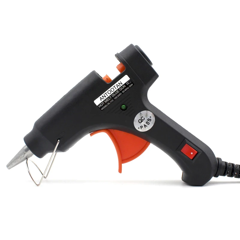 Pistola de pegamento de fusión en caliente, enchufe europeo de 20W, con herramienta de temperatura, pistolas industriales, reparación térmica de pistola de pegamento, 1 unidad, palo de 7mm