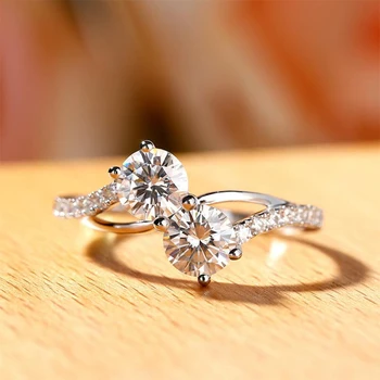 

Huitan Classic 4 Claw Double Round Cut Dazzling Zircon Stone Women Wedding Bridal Band Ring Engage Party Delicate Female Jewelry
