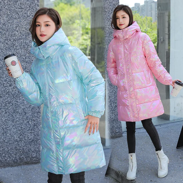 새로운 다채로운 밝은 얼굴 패딩 자 켓 여성 겨울 2021