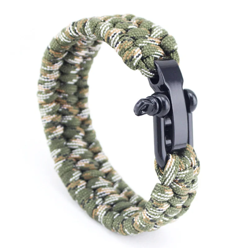 Outdoor Camping Survival Gelang Pria Pendakian Olahraga Tali Parasut Adjustable Stainless Steel Gesper Persahabatan Gelang Pria