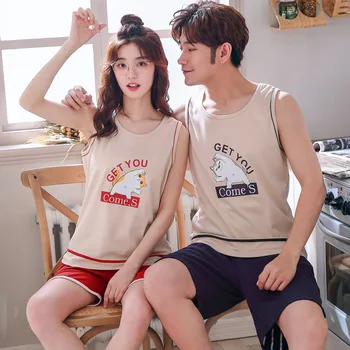 

Foply Short Style Pajamas Sets for Couples Men and Women Home Clothes 100% Cotton Home Suits Couples Pajamas Sexy Nightwear