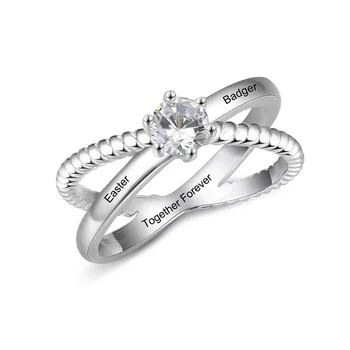 

XiaoJing Personalized 925 Sterling Silver Custom Name With Birthstone Ring Design Engagement Ring for Women Valentine's Day Gift