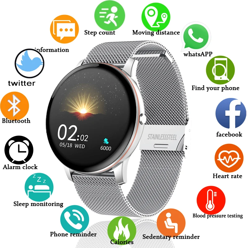 LIGE 2020 New Color All Screen Smart Watch Women men Multifunctional Sport Heart Rate Blood Pressure IP67 Waterproof Smartwatch