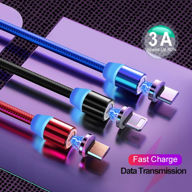Магнитный кабель для iPhone Samsung Micro USB быстрой зарядки магнитное зарядное