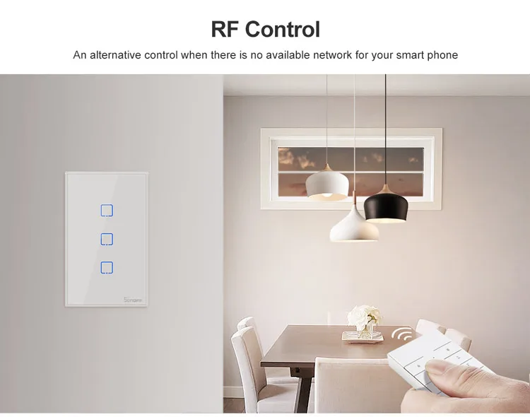 Интеллектуальный выключатель света Sonoff T2 Smart Wifi светильник настенный выключатель, цвет Шампань 1/2/3 US вилка Wi-Fi/сенсорный экран/433 MHZ управление Ewelink для работы Alexa/Google Home