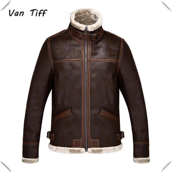 

Warm Winter Leather Brown Jacket Men Casual Coat Cosplay Costumes PU Faux Fur Leather For Halloween