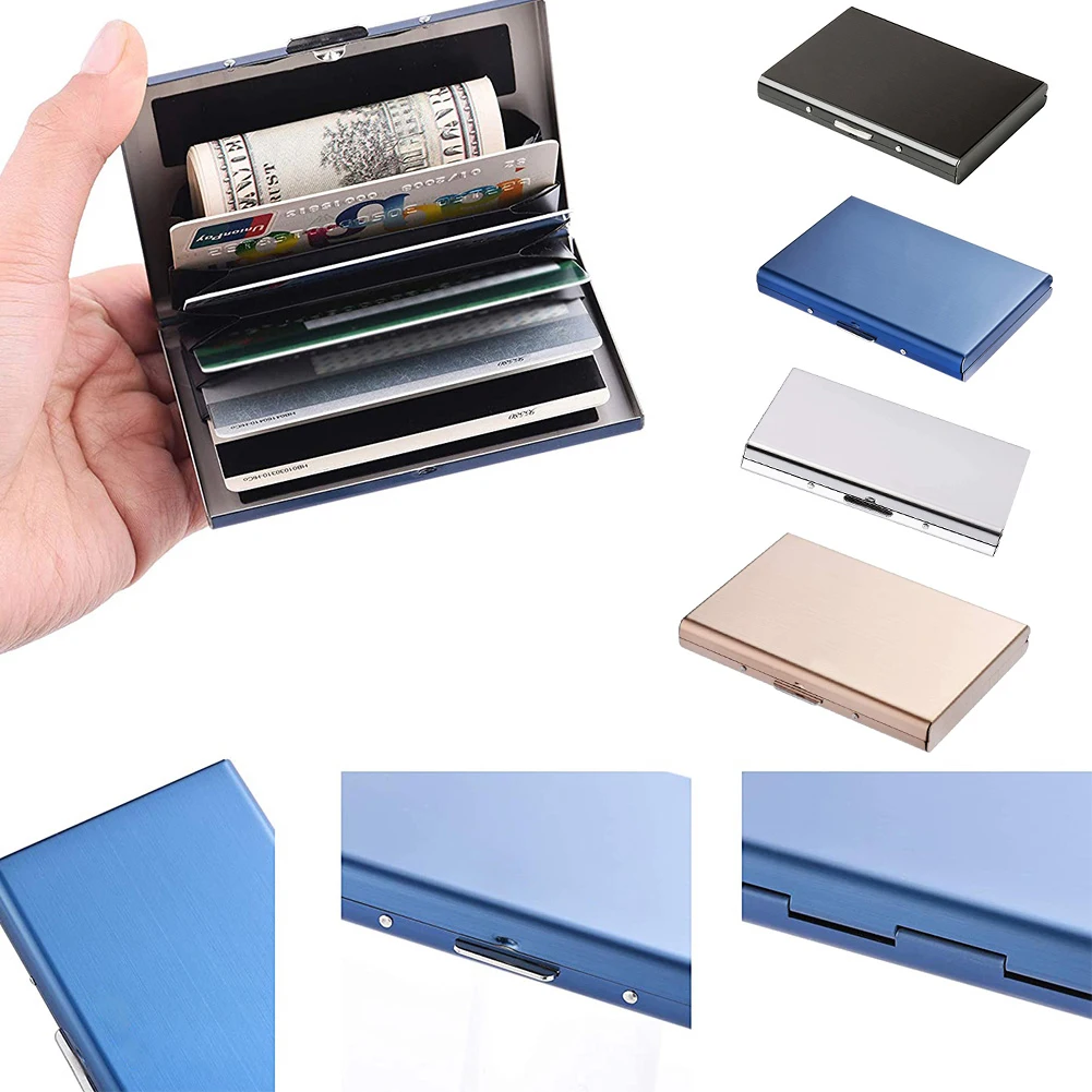 

Stainless Steel Credit Card Holder Anti-theft RFID Wallet Metal Card Case Purse Multi-Function Women Men Travel Card Case Bag