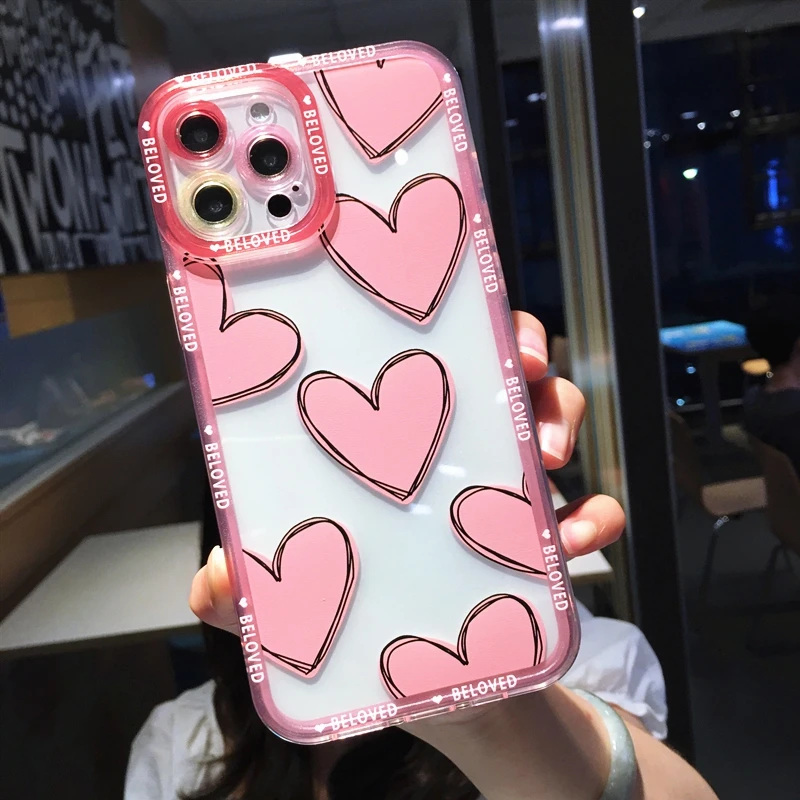 Soft Love Heart Transparent Case For iphone 5