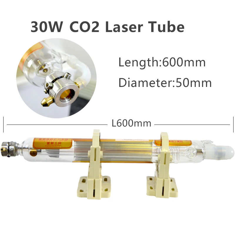 30W Co2 Laser Metal Head Tube 850MM Glass Pipe for CO2 Laser Engraving Cutting Machine