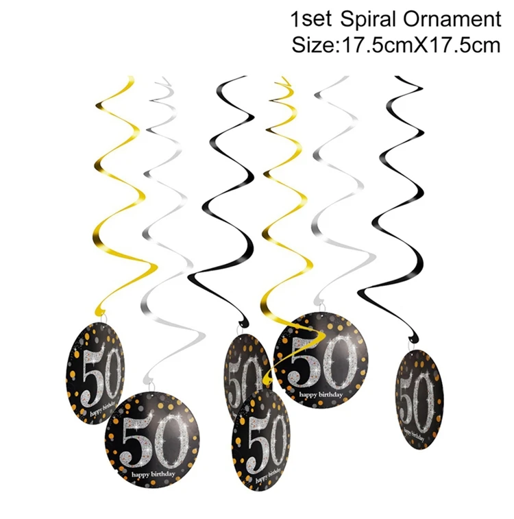 Spiral Ornament HUIRAN Черное золото 30th 40th 50th День Рождения украшения для взрослых 30 40 50 Happy Birhtday Декор события партия поддерживает поставки - Цвет: Spiral Ornament