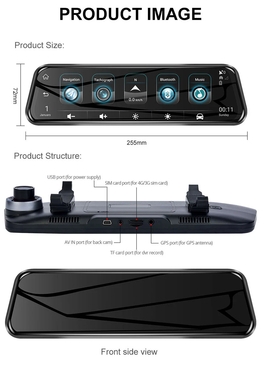 WHEXUNE специальный автомобиль ADAS Android зеркало 4G DVR камера 1" авто зеркало заднего вида 1080P WiFi для панели, GPS Cam РЕГИСТРАТОР видео рекордер