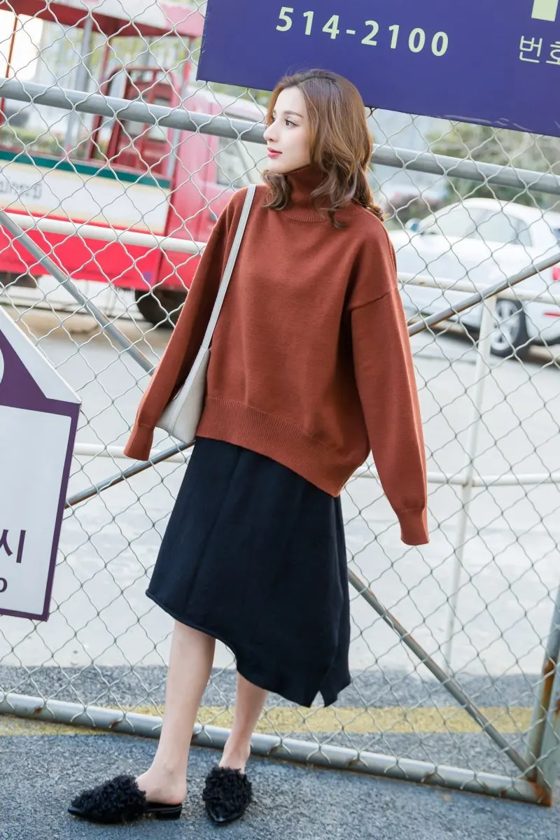 Neople Водолазка свободные Pull Femme Hiver повседневные дикие однотонные вязаные свитеры женские корейские студенческие пуловеры осень 45694