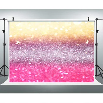 

Golden Yellow Purple Pink Glitter Polka Dots Light Bokeh Baby Shower Adult Selfie Photographic Backgrounds Backdrops Photophone