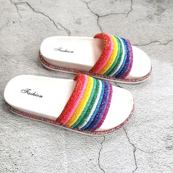 

2020 new colorful women summer sandals with platform Thick Bottom bling female shoes Outdside female slides Fashion footwear