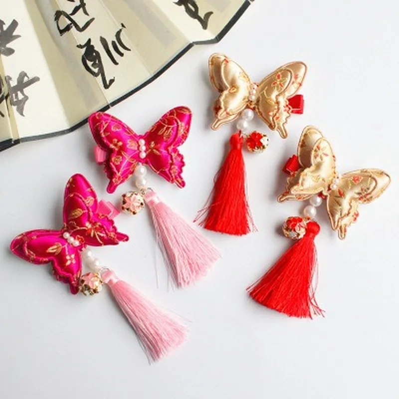 Детские аксессуары для волос Чонсам в западном стиле Новогодняя красная заколка