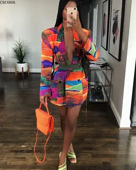 

New Winter Autumn women Notched long sleeve Graffiti print blazers vintage Office Lady Outfit High Street Coat